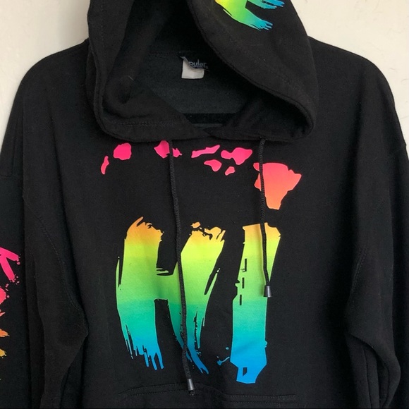 Popular Sports Black Kona Hawaii Beach Surfing Neon Graphic Mens Hoodie - Picture 4 of 7